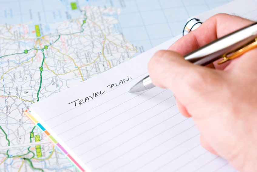 Hand writing travel plan
